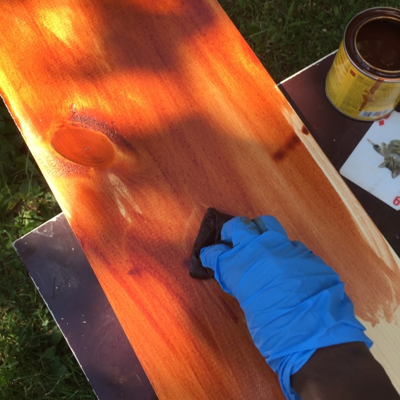 Staining the wood